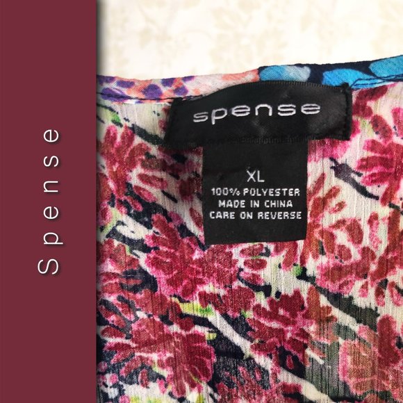 Floral BOHO multi colored ruffled sheer cinched waist resort wear long sleeve XL - Picture 3 of 3